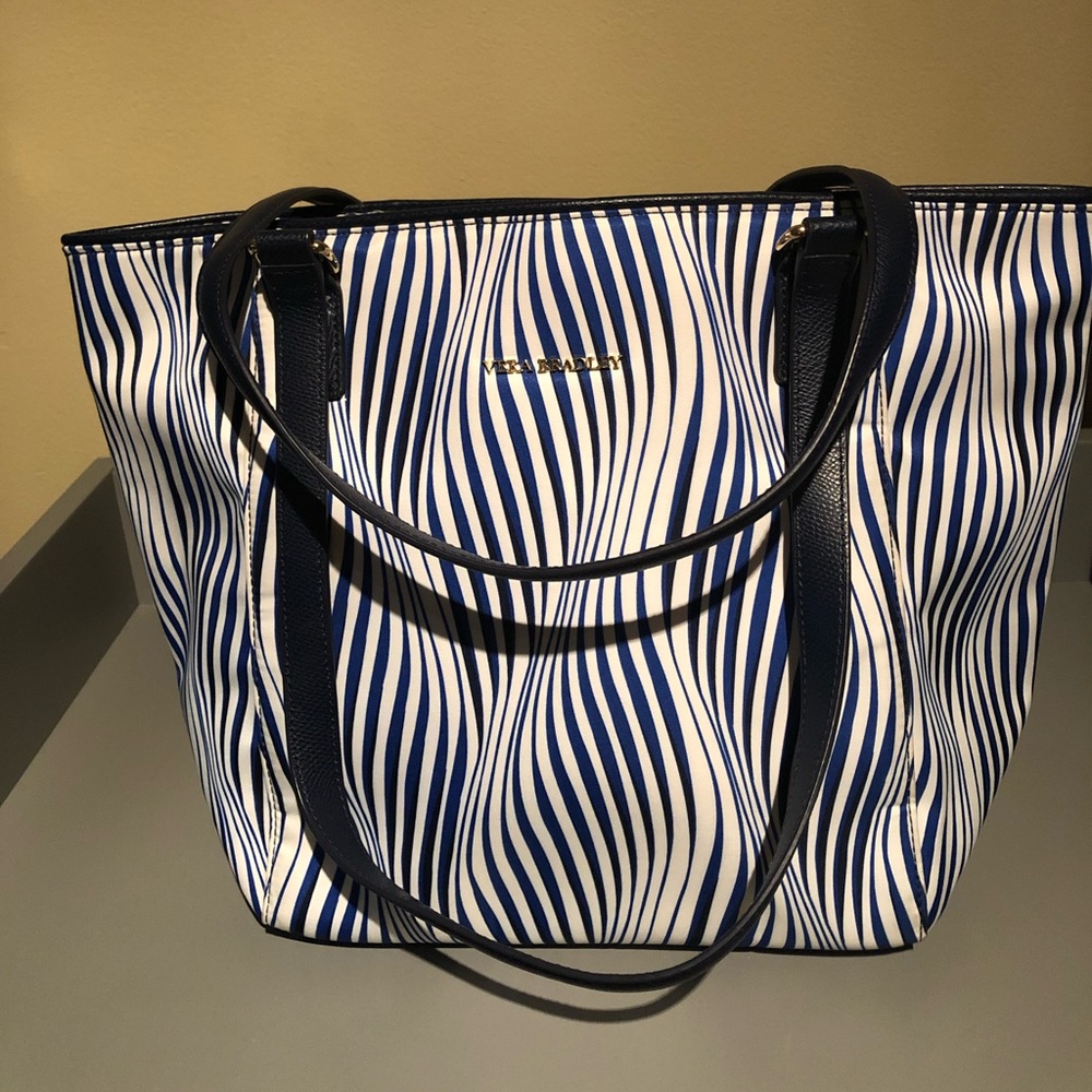 Vera Bradley Blue and White Zebra Stripe tote bag